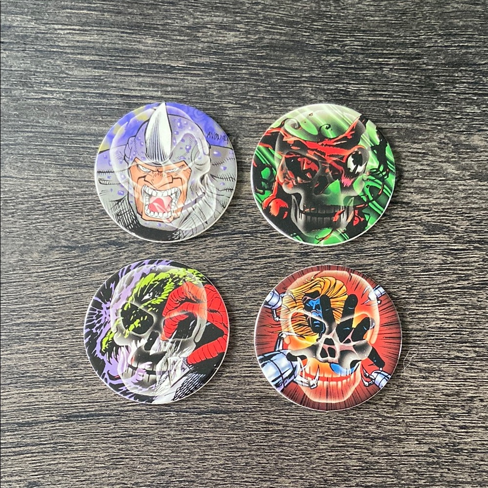 1995 Marvel Comics Spiderman Pogs Set Of 4